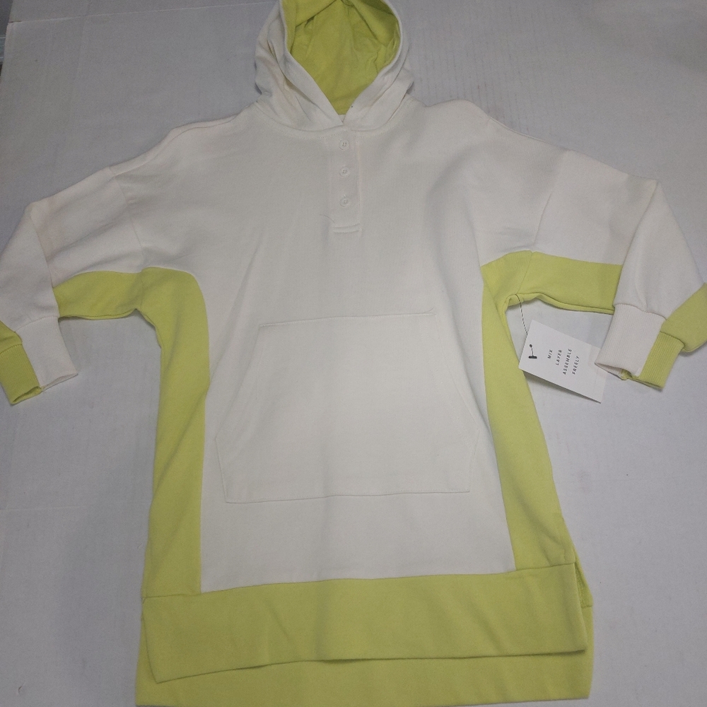 Free Assembly Girls Hoodie Dress Green and Cream Size XS 4/5 - Picture 6 of 10